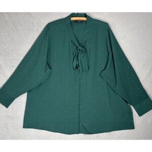 Lane Bryant Women’s Blouse Plus Size 26/28 Kelly Hunter Green Modest Office
